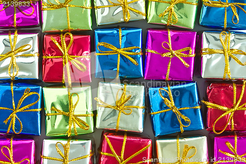 Image of many colorful  gift boxes