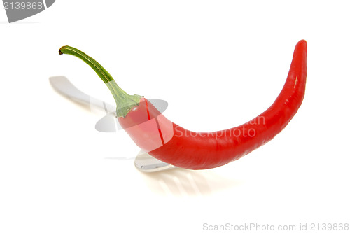 Image of fork with red chili pepper