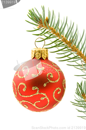 Image of Christmas bauble hung on the branch