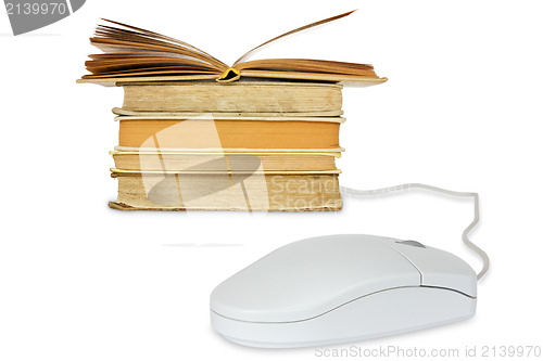 Image of Computer mouse and books 