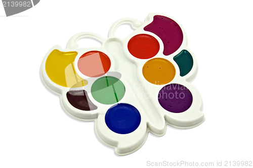 Image of watercolor paint tray isolated on white