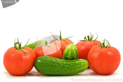 Image of fresh tomatoes and cucumbers 