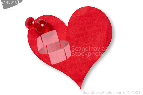 Image of Paper heart pinned with pushpin