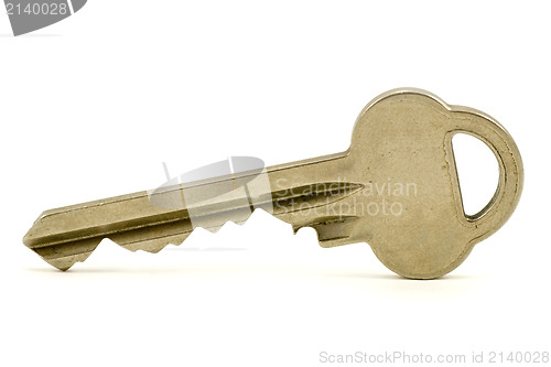 Image of silver key on a white background