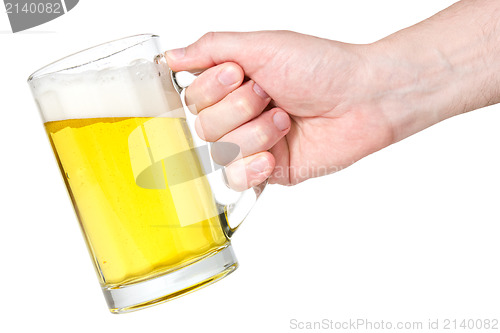 Image of hand with beer-mug