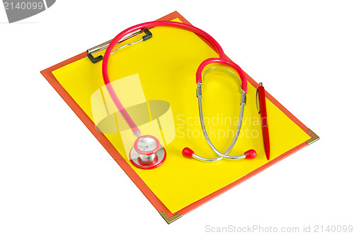 Image of Medical clipboard with  stethoscope