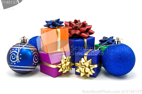 Image of christmas baubles and gifts