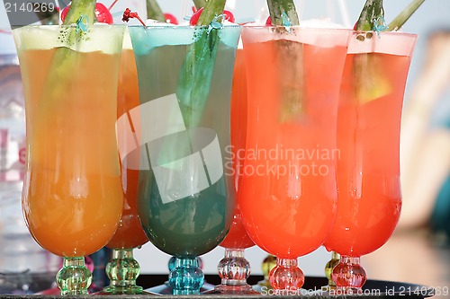 Image of Colorful cocktails close up
