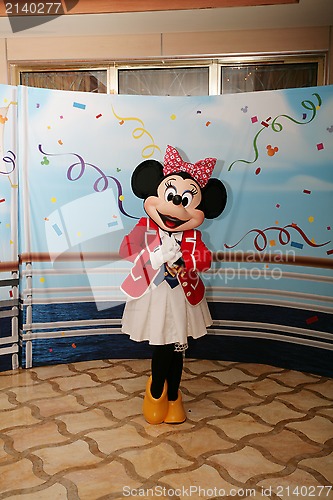 Image of ORLANDO - FEB 3:  Minnie Mouse appears for the departing of the 