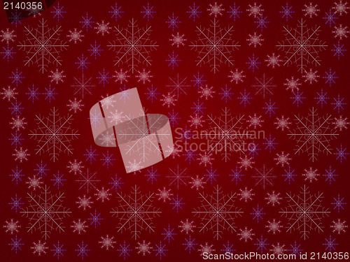 Image of abstract red background with snowflakes