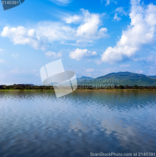 Image of seaview with beautiful clouds and mountains 