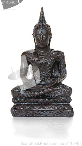 Image of traditional bronze Buddha statuette isolated on white background