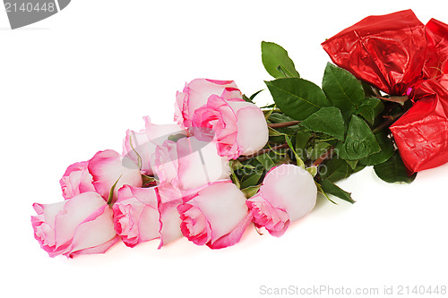 Image of colorful flower bouquet from roses isolated on white background