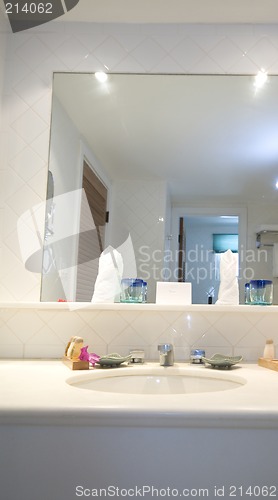 Image of bathroom sink and mirror