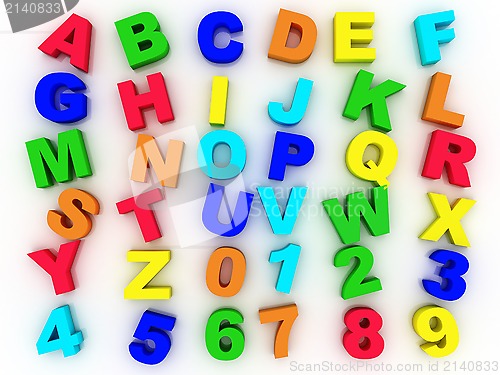 Image of 3d full alphabet with numerals 