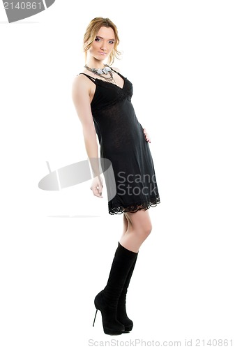 Image of woman in a black cocktail dress