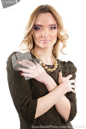 Image of young woman in a brown dress