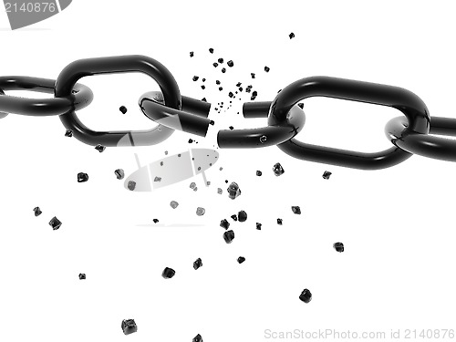 Image of 3D chain breaking - isolated over a white background 