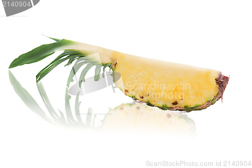 Image of quarter cut of ripe whole pineapple isolated on white background