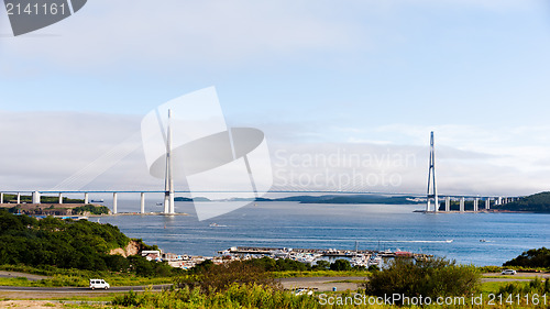 Image of longest cable-stayed bridge in the world in the Russian Vladivos