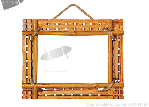 Image of  bamboo photo frame isolated on white background