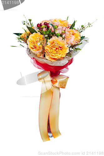 Image of colorful autumn flower bouquet arrangement centerpiece in vase i