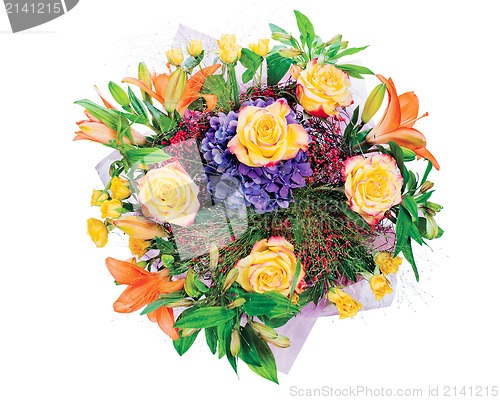 Image of colorful flower bouquet isolated on white background