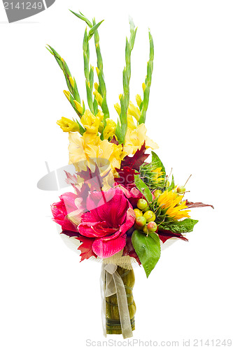 Image of colorful flower bouquet arrangement centerpiece from gladioluses