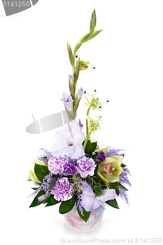 Image of colorful flower bouquet from gladioluses arrangement centerpiece