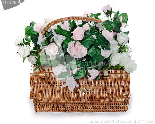 Image of colorful flower bouquet arrangement from white and pink roses ce