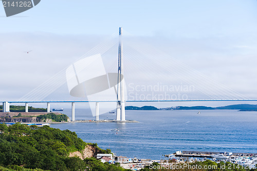 Image of longest cable-stayed bridge in the world in the Russian Vladivos