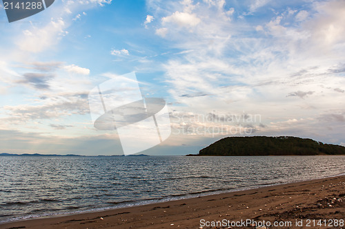 Image of dramatic colorful sunset on the beach of the ??Japanese sea,