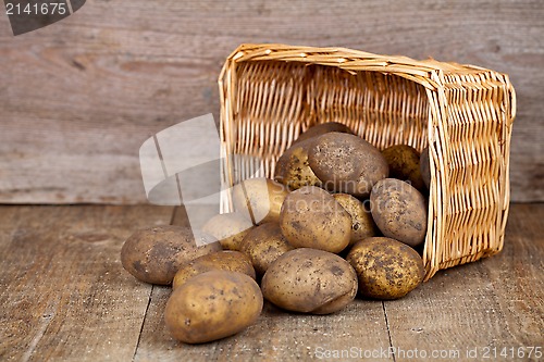 Image of basket with fresh potatoes 