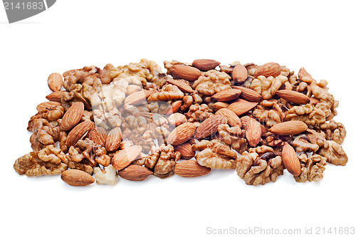 Image of Group of assorted nuts isolated on white background 
