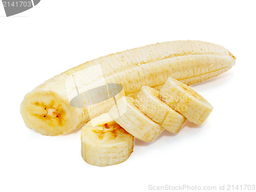 Image of fresh sliced banana  isolated on white background