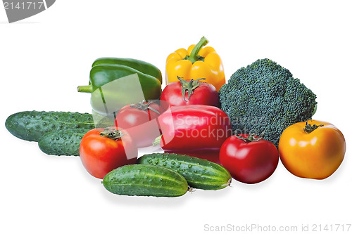 Image of set vegetables isolated on a white background