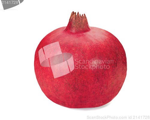 Image of pomegranate fruit closeup isolated on white background