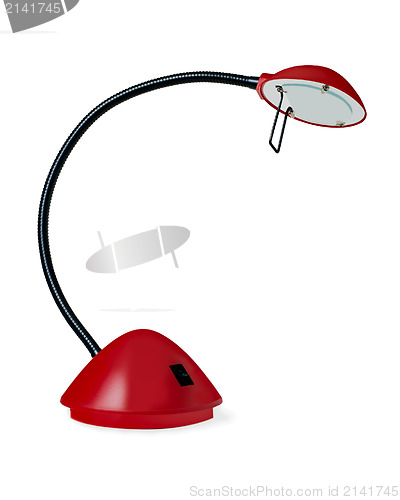 Image of red table lamp isolated on a white background