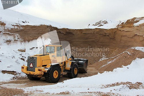 Image of Wheel Loader at Sand Pit in Winter