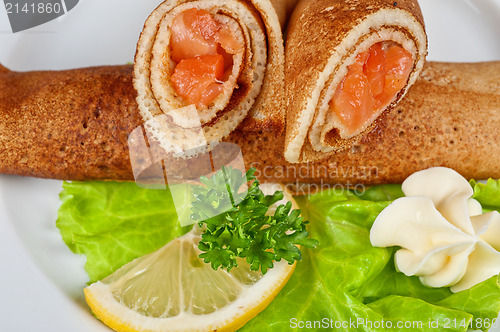 Image of Pancakes with salmon
