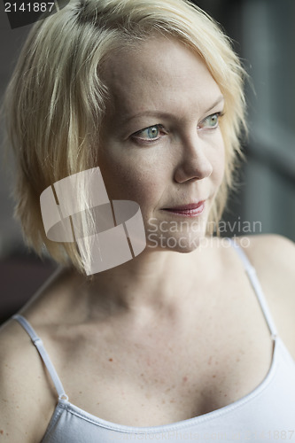 Image of Blonde Woman with Beautiful Blue Eyes