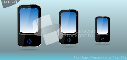 Image of set of electronic smartphone illustration design