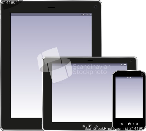 Image of Tablet PC and smartphone isolated on white background