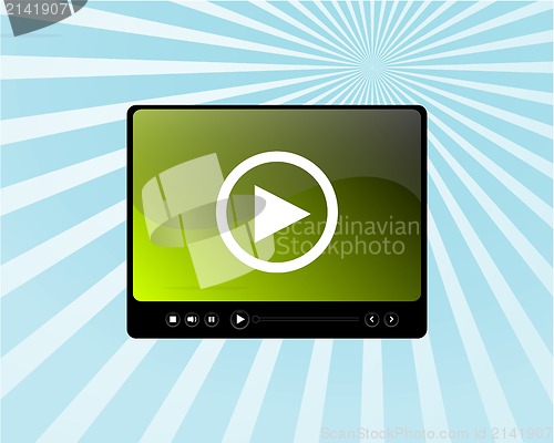 Image of Video media player skin on blue sun ray background