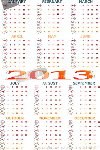 Image of Simple 2013 year calendar