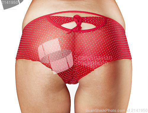 Image of beautiful woman buttocks in red shorts