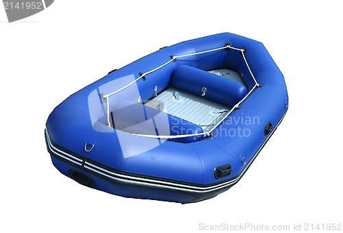 Image of blue inflatable boat