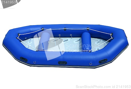 Image of blue isolated inflatable boat