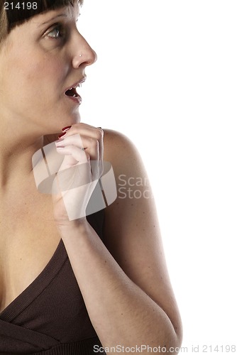 Image of young woman appalled