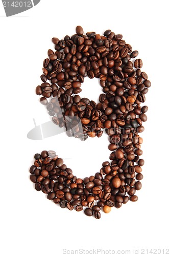 Image of 9 - number from coffee beans